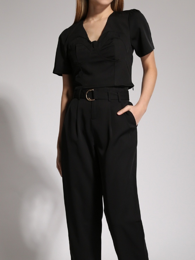 V Neck Sling Pattern Suit Set 20515