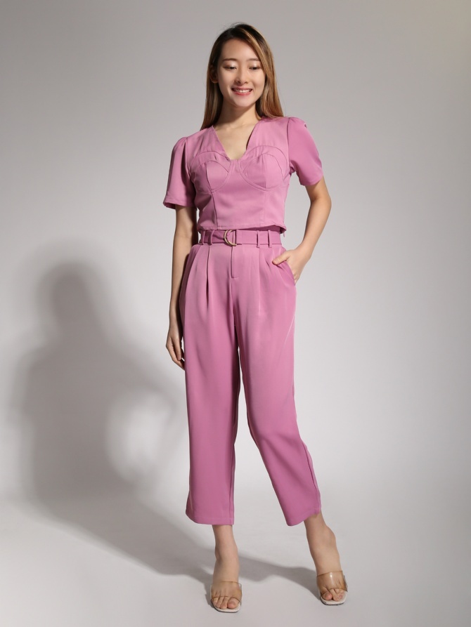 V Neck Sling Pattern Suit Set 20515