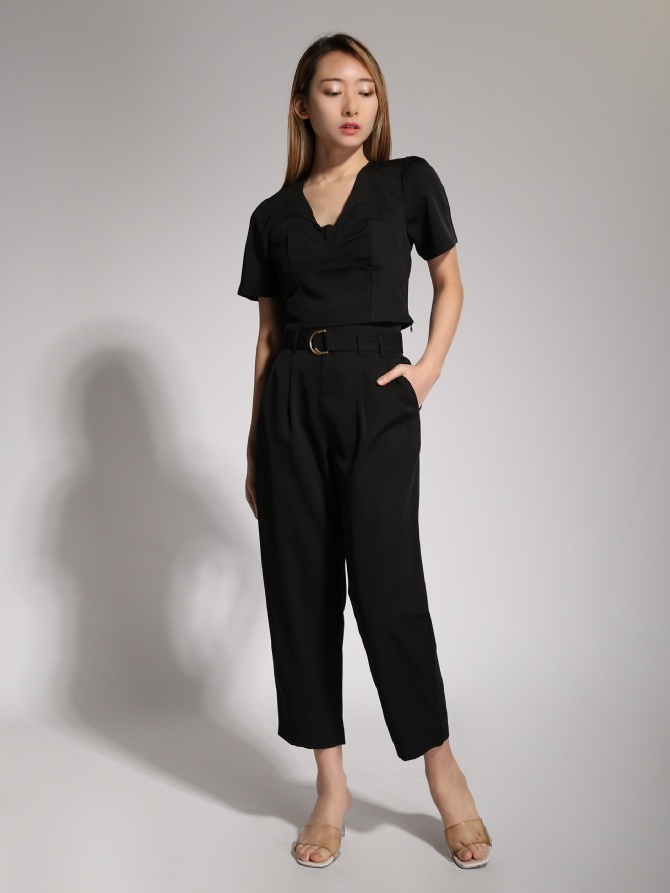 V Neck Sling Pattern Suit Set 20515