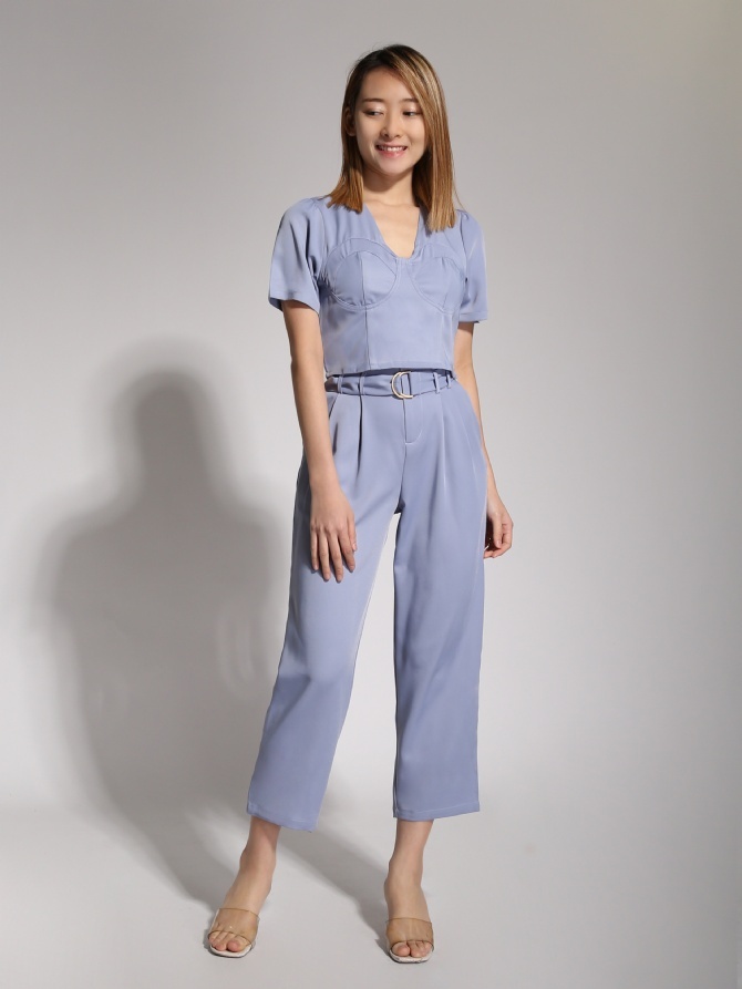 V Neck Sling Pattern Suit Set 20515
