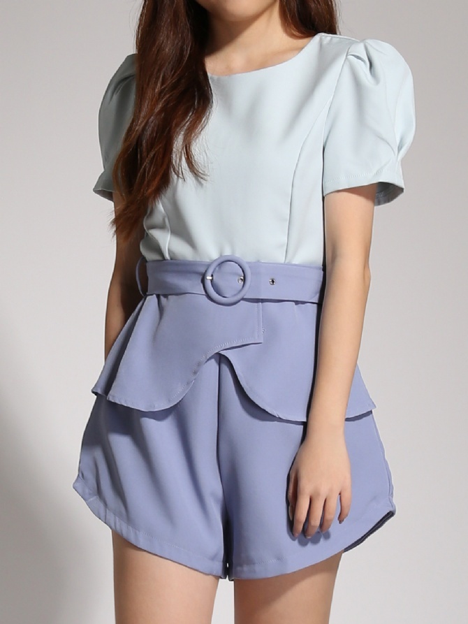 Two Tone Ruffles With Belt Jumpsuit 20546