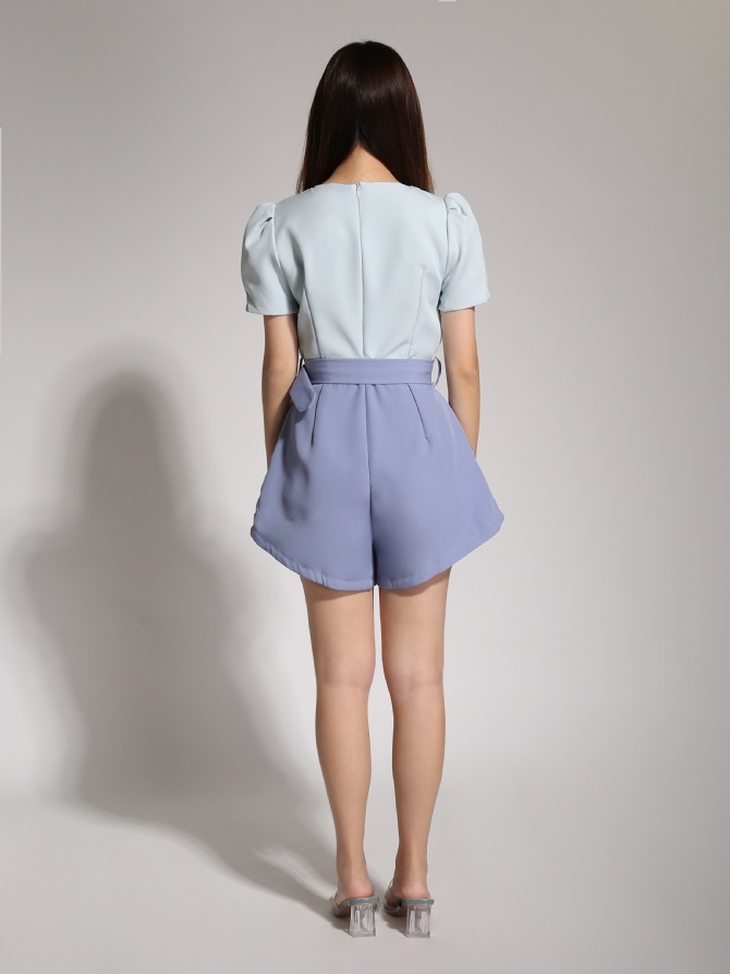 Two Tone Ruffles With Belt Jumpsuit 20546