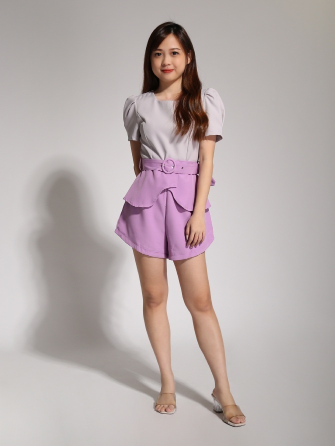 Two Tone Ruffles With Belt Jumpsuit 20546