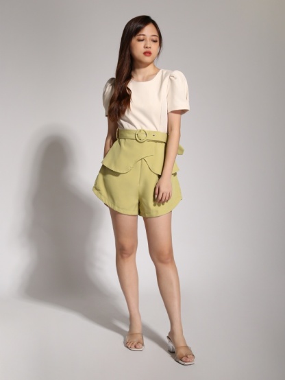 Two Tone Ruffles With Belt Jumpsuit 20546