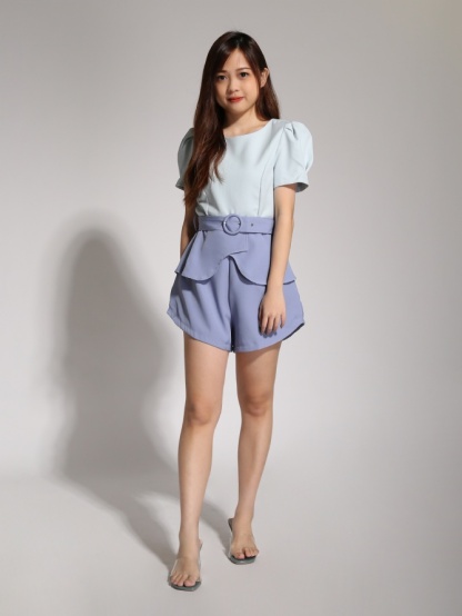 Two Tone Ruffles With Belt Jumpsuit 20546