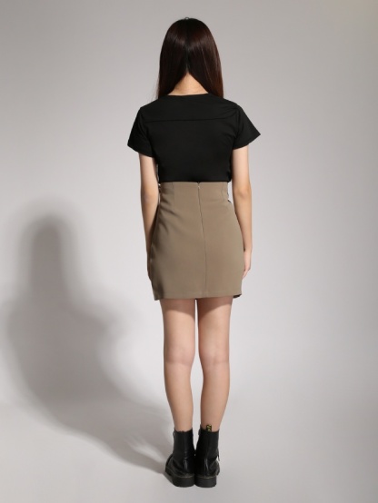 High Waist Side Decorative Chain Wrap Skirt 20594