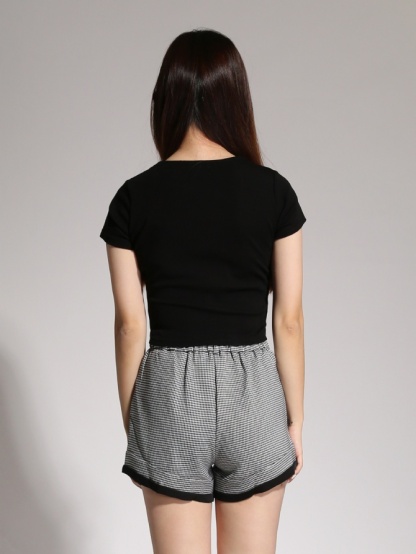 High Waist Checker Short Pants 20602
