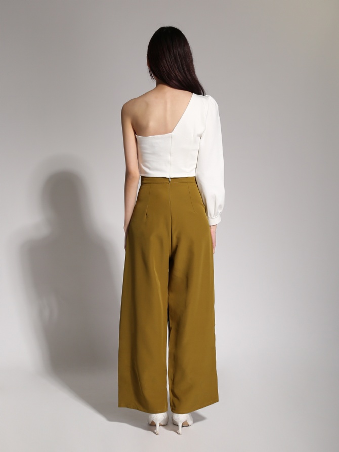 Middle Twist Without Sleeve One Side Long Sleeve Top 20687