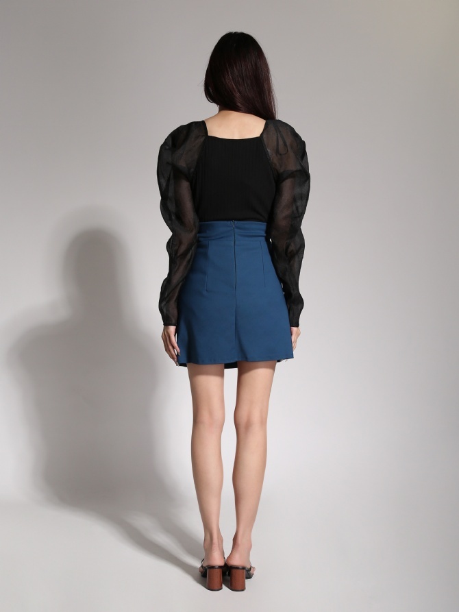 High Waist Side Pleated Skirt 20688