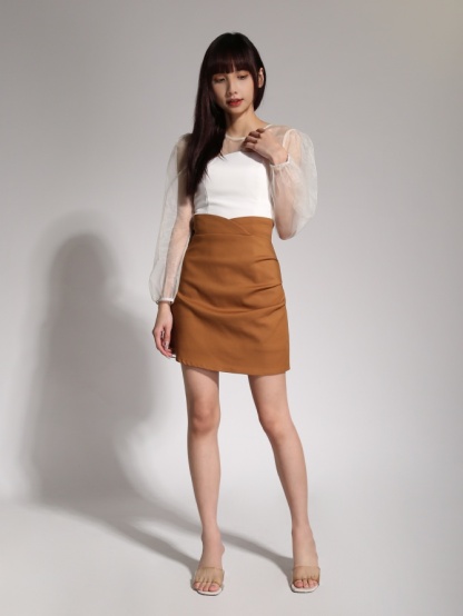 High Waist Side Pleated Skirt 20688