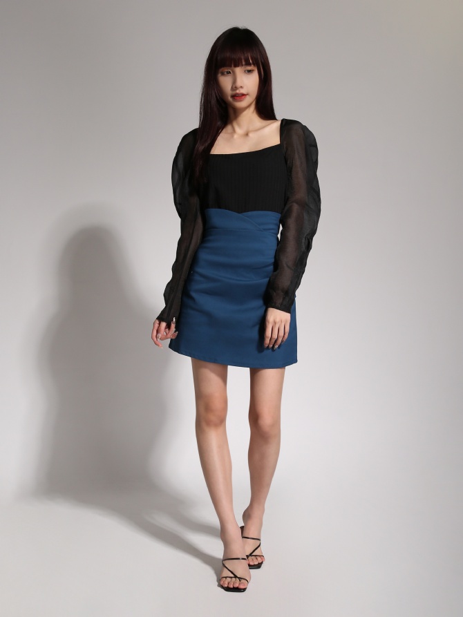 High Waist Side Pleated Skirt 20688