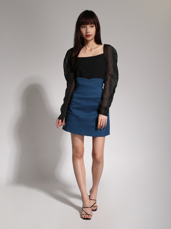 High Waist Side Pleated Skirt 20688