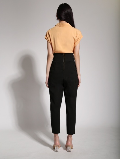 Front Decorative Button Long Pants 20336