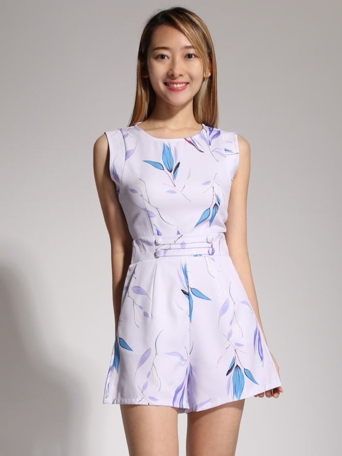 Sleeveless Leaf Jumpsuit 20339