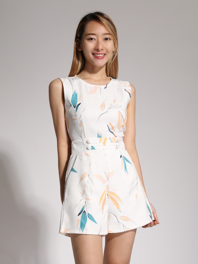 Sleeveless Leaf Jumpsuit 20339