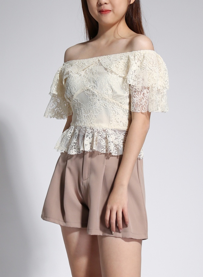 Off Shoulder Ruffles Lace Top 20349