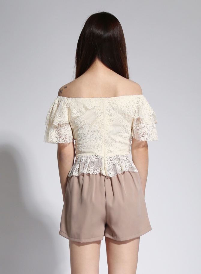 Off Shoulder Ruffles Lace Top 20349