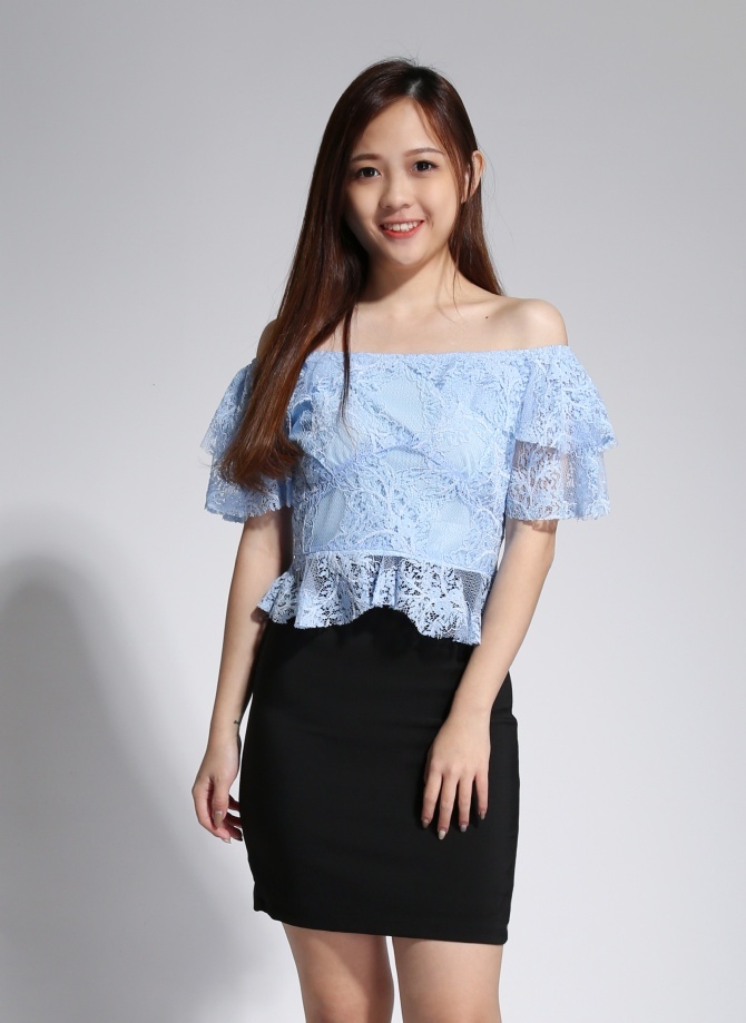 Off Shoulder Ruffles Lace Top 20349