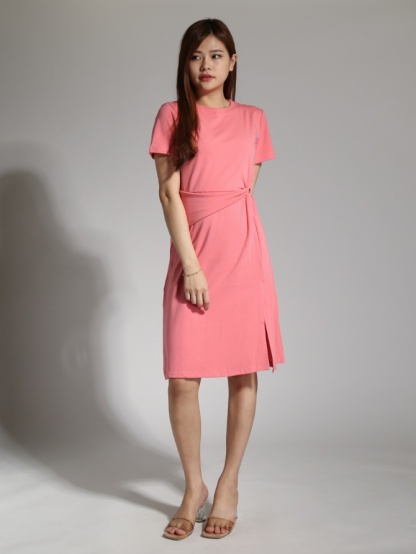 Waist Hole With Decorative Belt Dress 23536