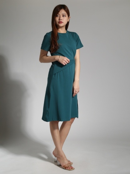 Waist Hole With Decorative Belt Dress 23536