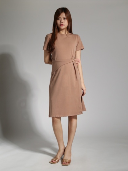 Waist Hole With Decorative Belt Dress 23536