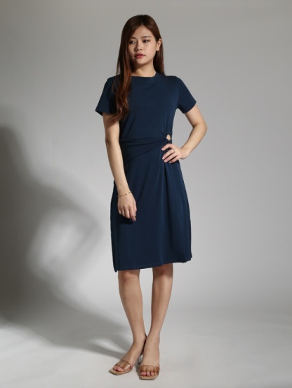 Waist Hole With Decorative Belt Dress 23536