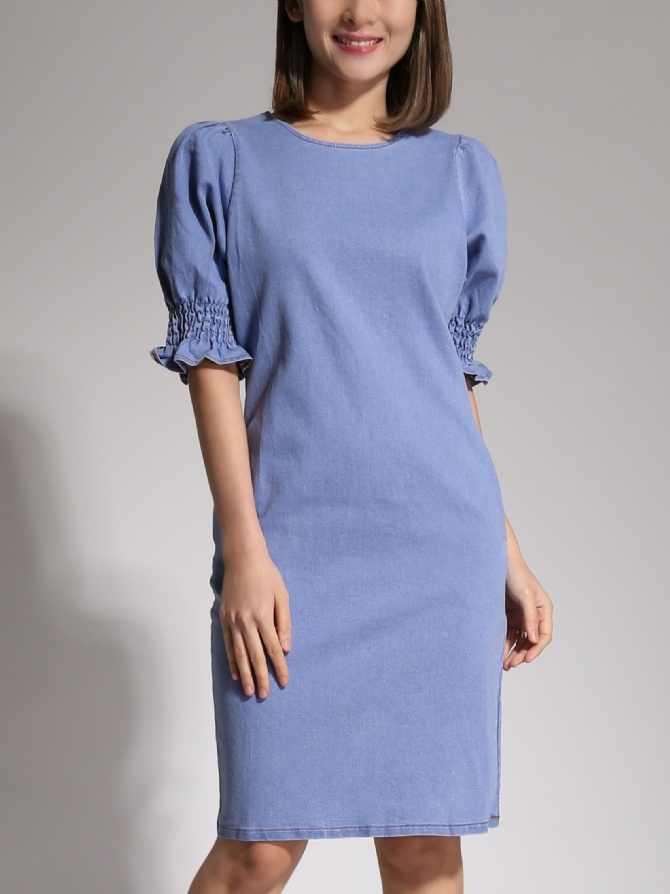 Denim Puff Sleeve Dress 20764
