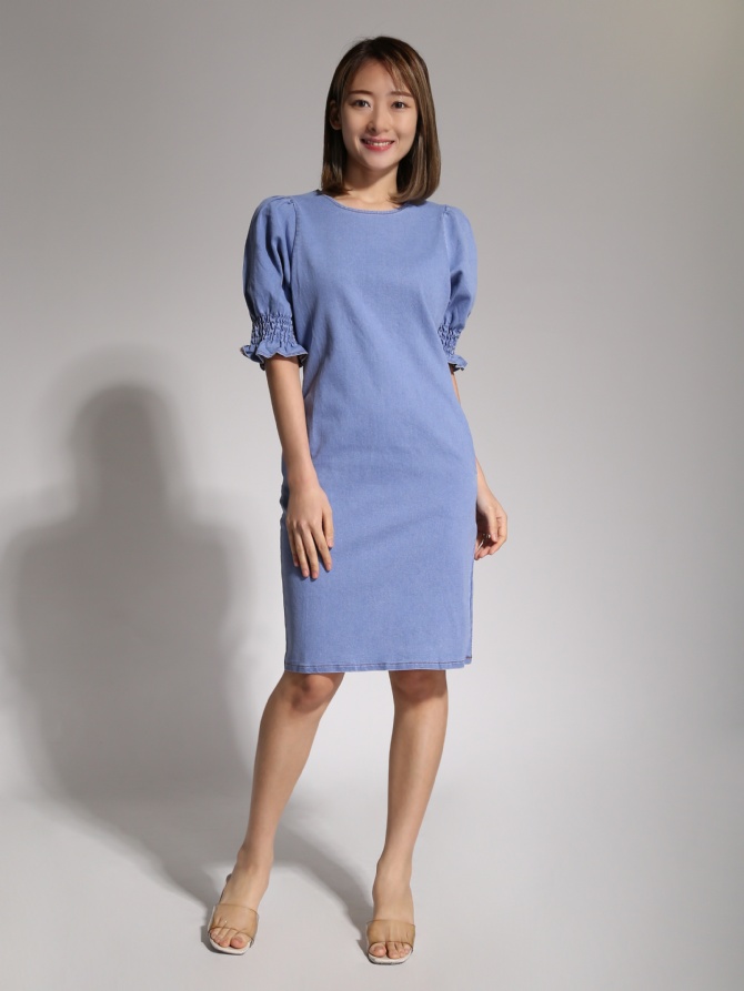 Denim Puff Sleeve Dress 20764