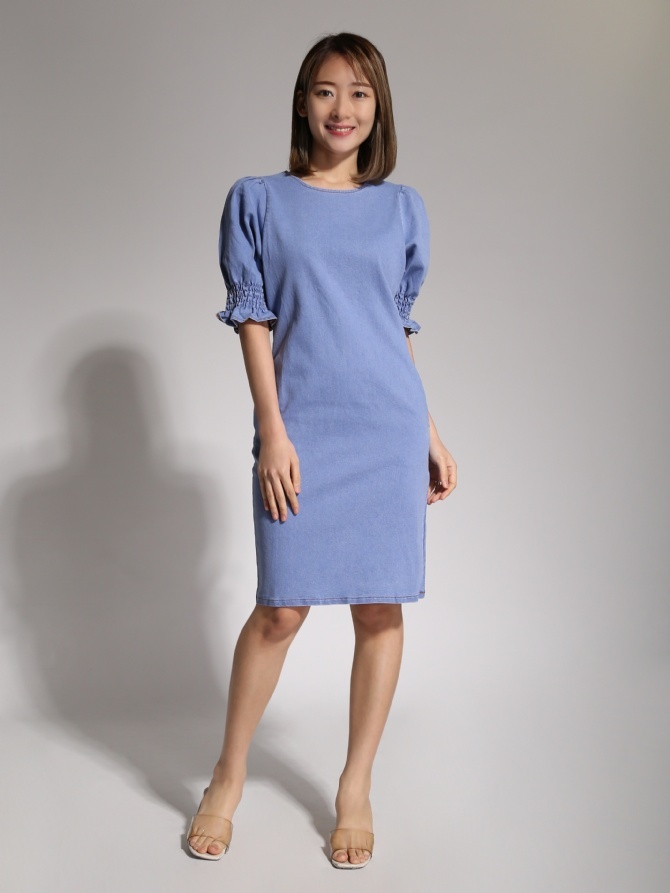 Denim Puff Sleeve Dress 20764
