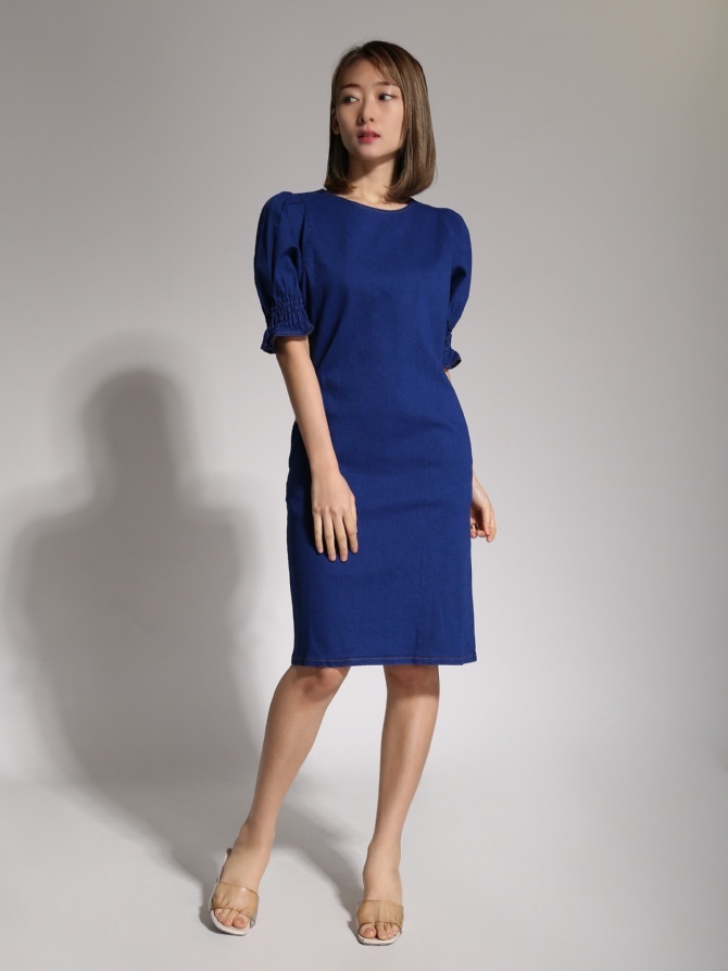 Denim Puff Sleeve Dress 20764