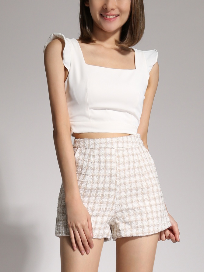 Two Piece Square Neck Top And Checker Bottom Set 20767