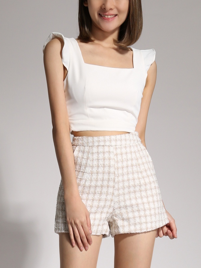 Two Piece Square Neck Top And Checker Bottom Set 20767