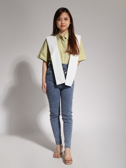 Collar With Scarf Top 20858