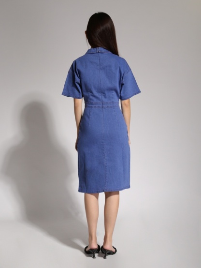 Denim Collar Front Button Dress 20861