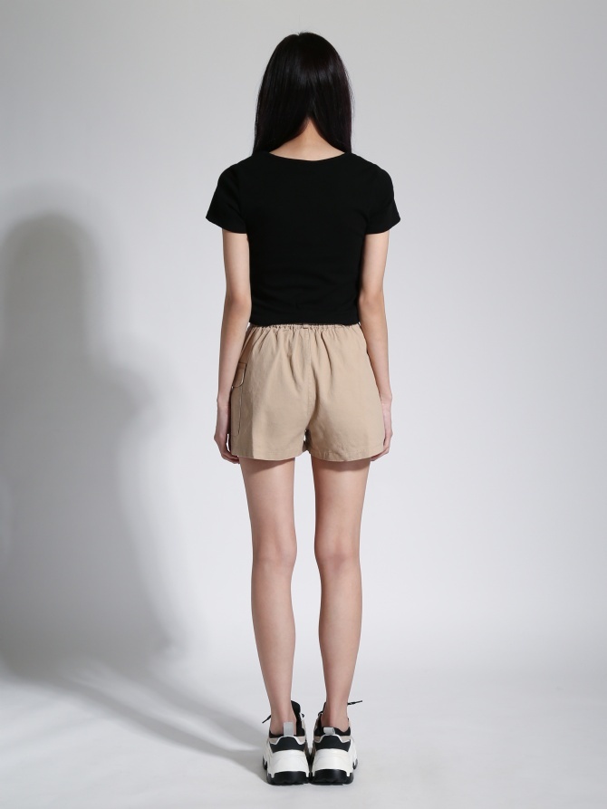 High Waist Side Pocket With Belt Short Pants 23289