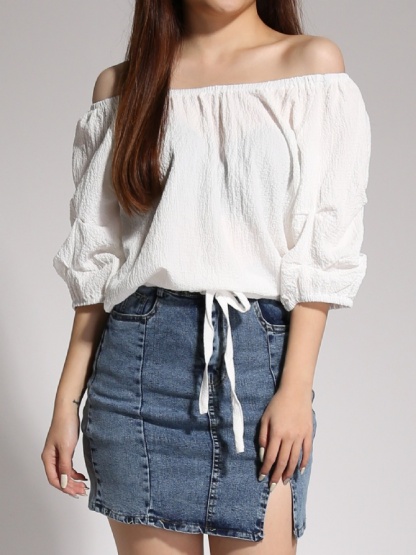 Off Shoulder With Bottom Drawstring Top 20870