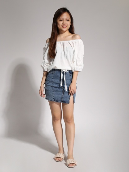 Off Shoulder With Bottom Drawstring Top 20870