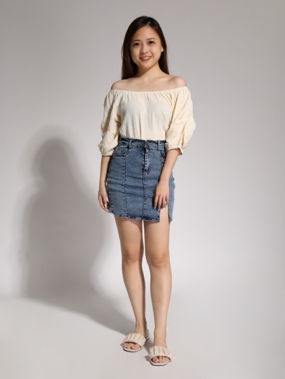 Off Shoulder With Bottom Drawstring Top 20870