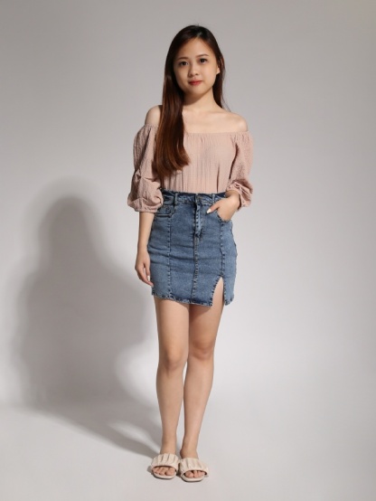 Off Shoulder With Bottom Drawstring Top 20870