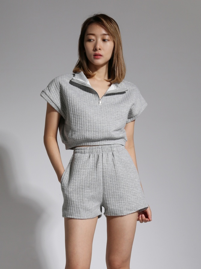Checker Pattern Front Zip Set 21380