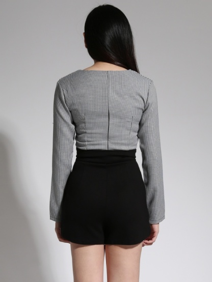 High Waist Front Zip Short Pants 21415