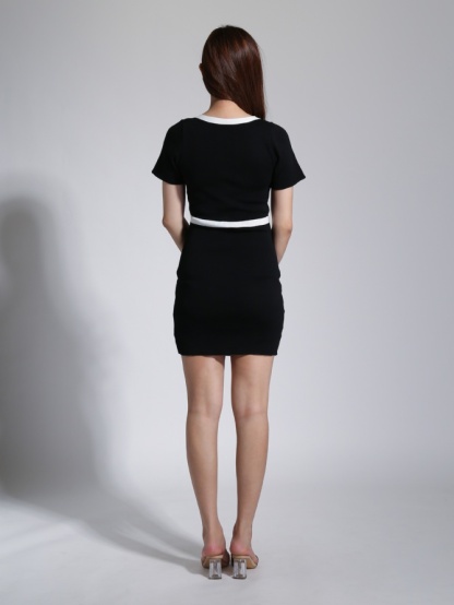 Knitted Short Sleeve Front Button Dress 23230