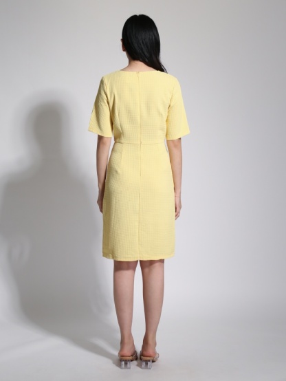 V Neck Short Sleeve Front Button Dress 23192