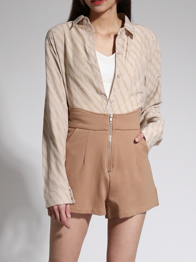 Font Stripe Long Sleeve Blouse 21437