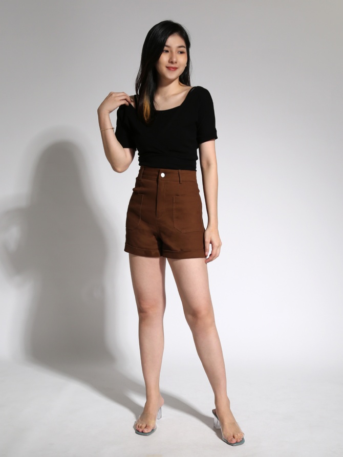 High Waist Front Pocket Short Pants 21418