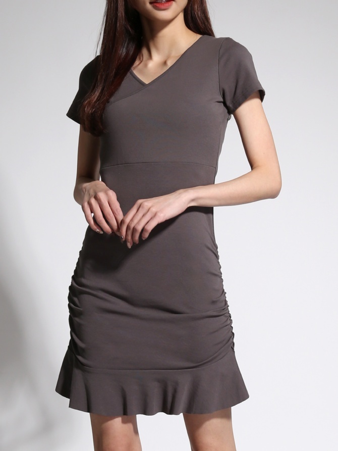 V Neck Ruffles Dress 21468