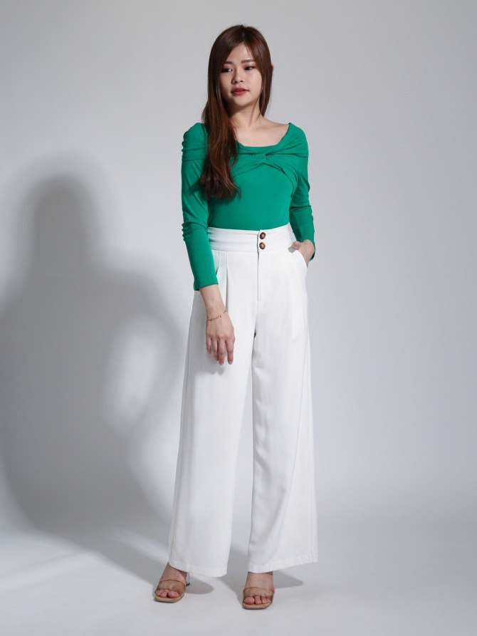 V Neck Twist Long Sleeve Top 23110