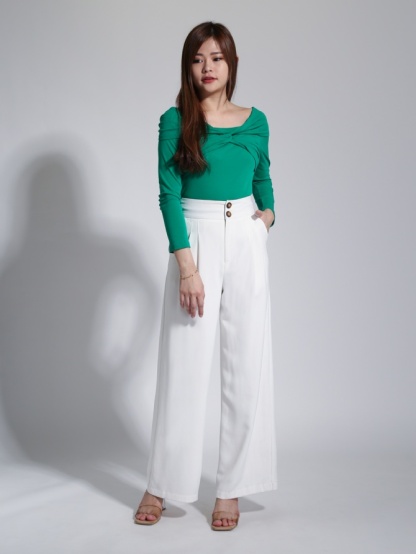 V Neck Twist Long Sleeve Top 23110