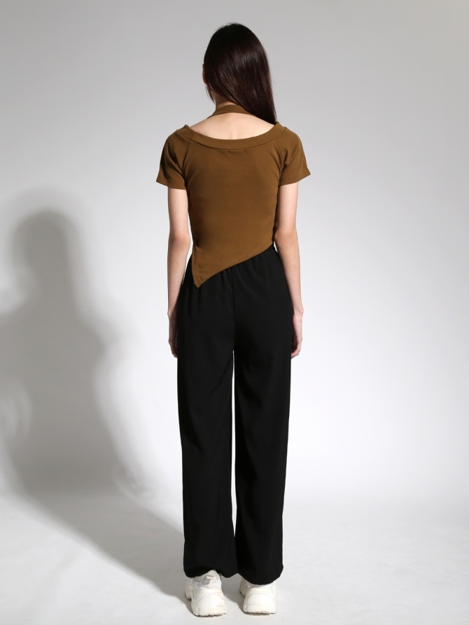 Waist Drawstring With Bottom Split Long Pants 21495