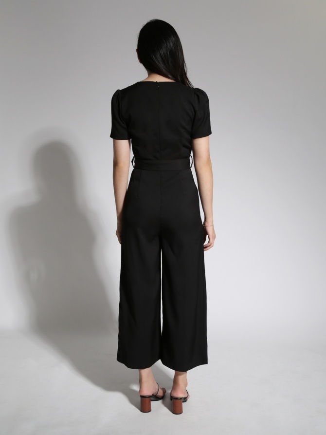 Round Neck Split Jumpsuit With Belt 21479